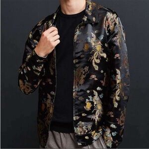 Black Satin Dragon Print Jacket